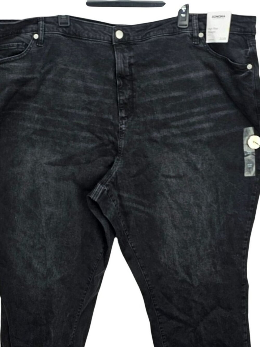 Sonoma Womens Plus Black High Rise Straight Stretch Jeans Size 30W New With Tags